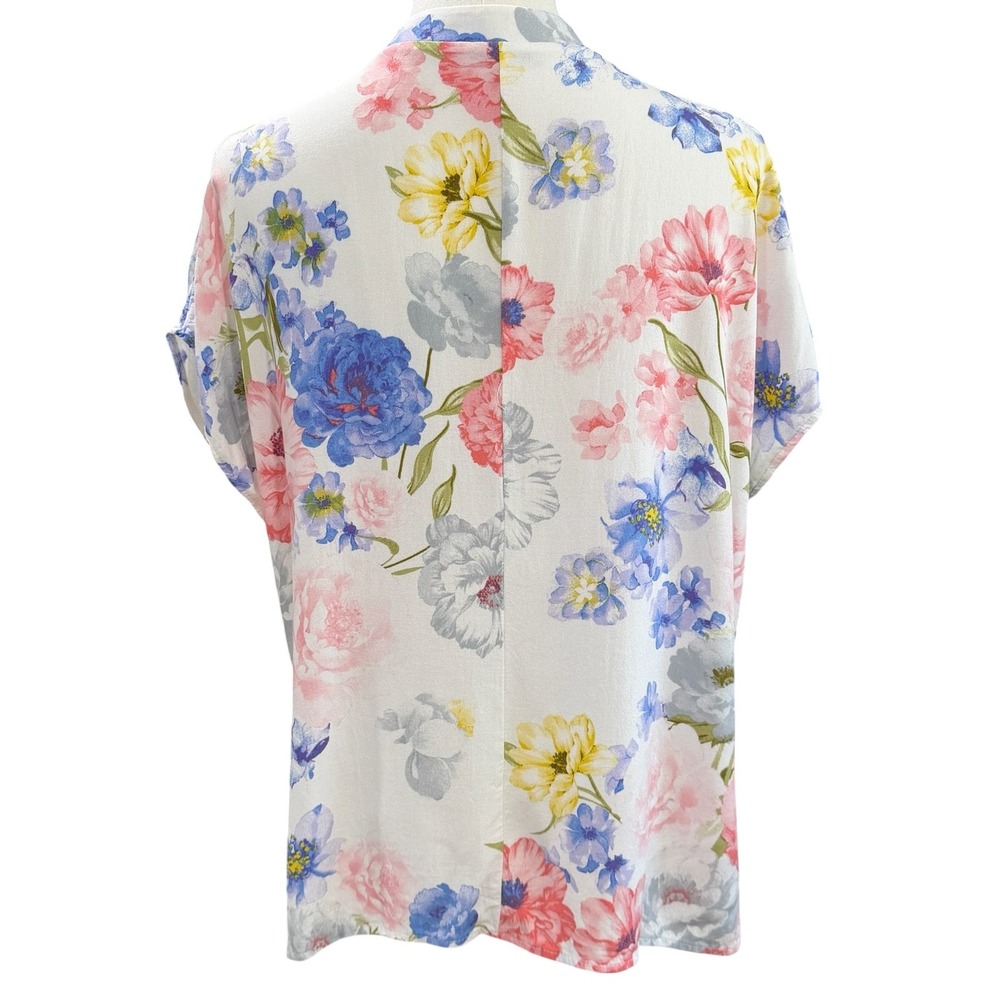 White Birch Floral Blouse Cottagecore Boho Oversized Lightweight Spring Top‎ - Picture 8 of 8